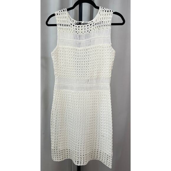 Line and Dot Karolina Crochet Knit Dress Ivory Sz. Med NWT Fully Lined Open Back - Picture 2 of 10